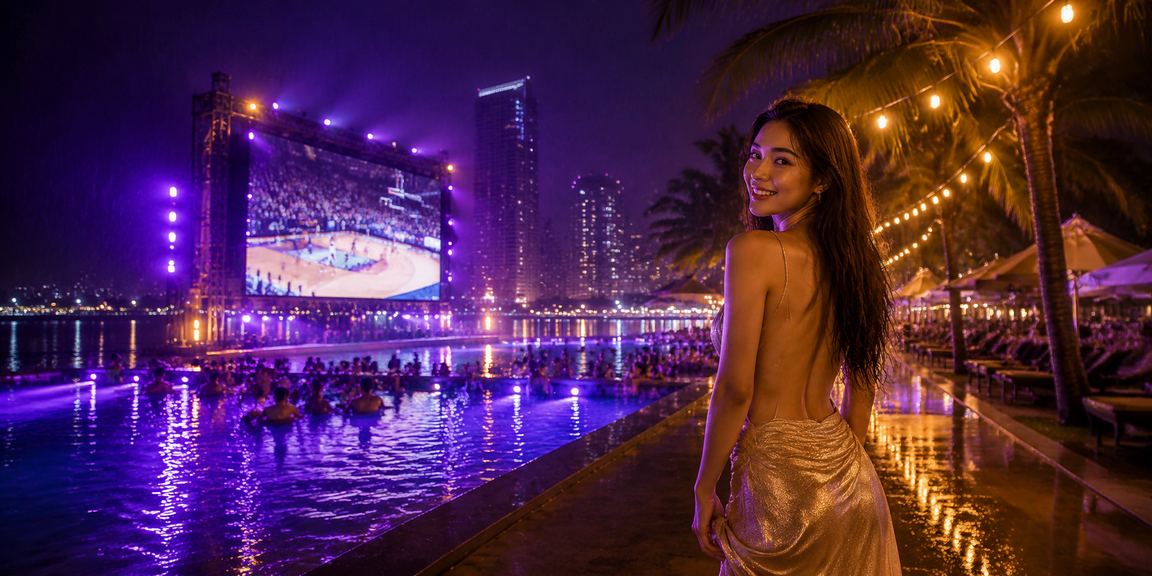 Khách hàng High Roller cá cược bóng rổ tại Nha Trang trong ánh đèn neon
